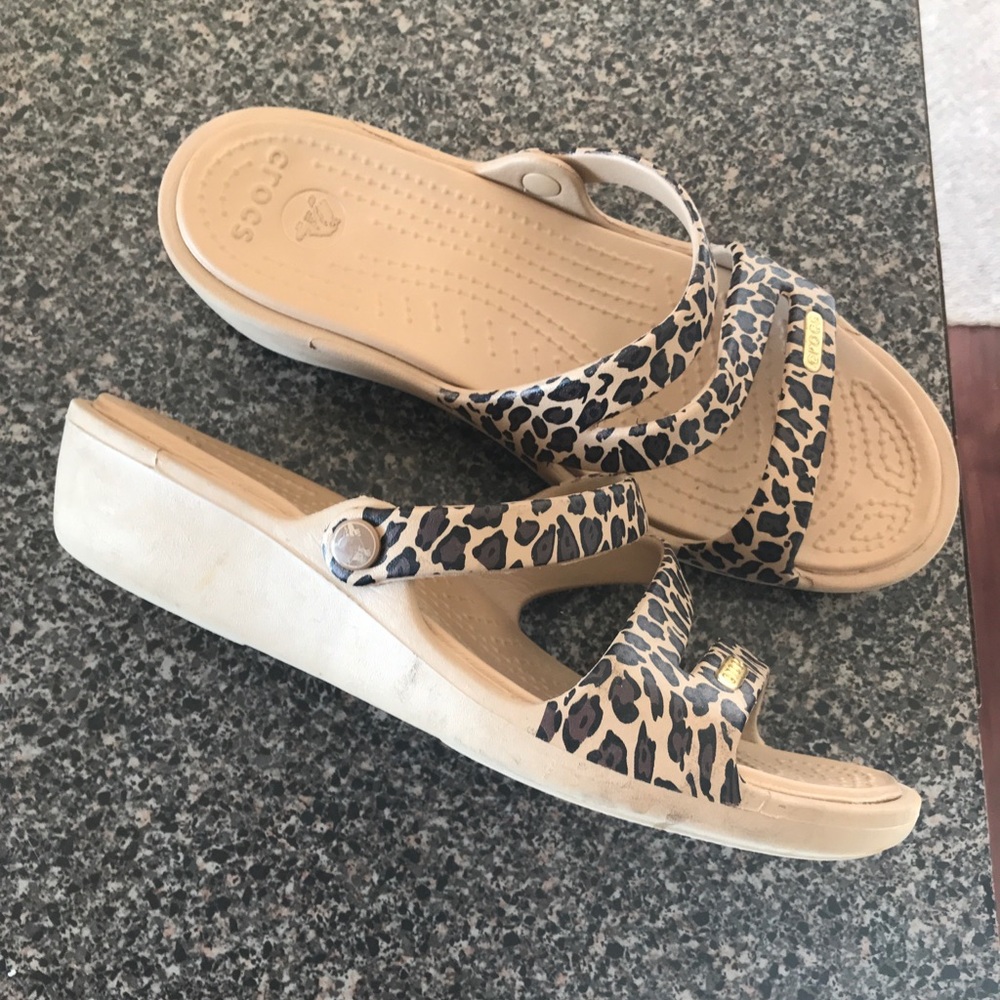 Crocs Patricia Leopard Wedge Sandal